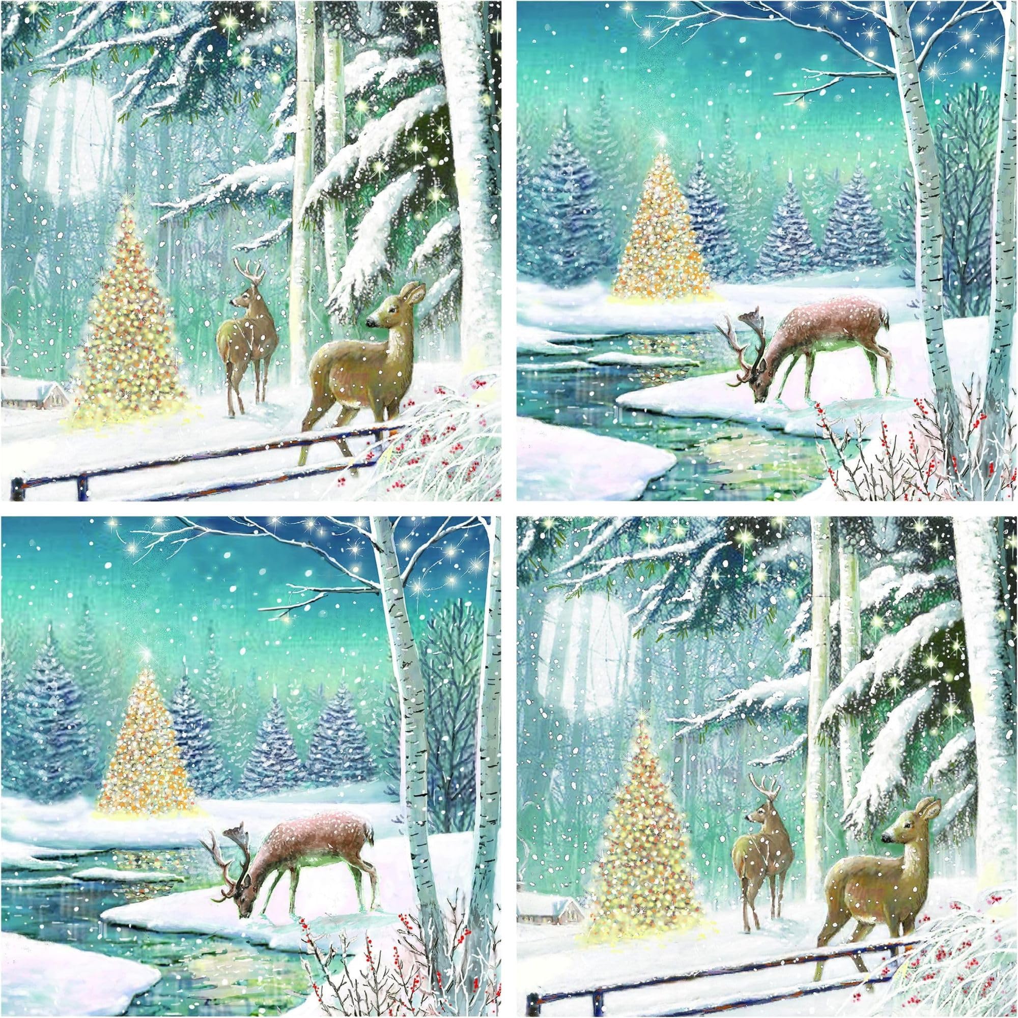 GBCC Charity Christmas Cards Pack of 20 - Festive Deer in the Snow - Assorted Premium Greeting Cards Multipack with Envelopes - 10 Each of 2 Designs - Supporting UK Charities