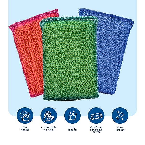SCRUBIT MULTI-PURPOSE DISH SCRUB SPONGE, NON SCRATCH SCOURING PADS, CLEANING SPONGES FOR POTS, DISHES, UTENSILS, & NON-STICK COOKWARE – SPONGES FOR KITCHEN & BATHROOM – 12 PACK DISH SPONGE (GREEN)