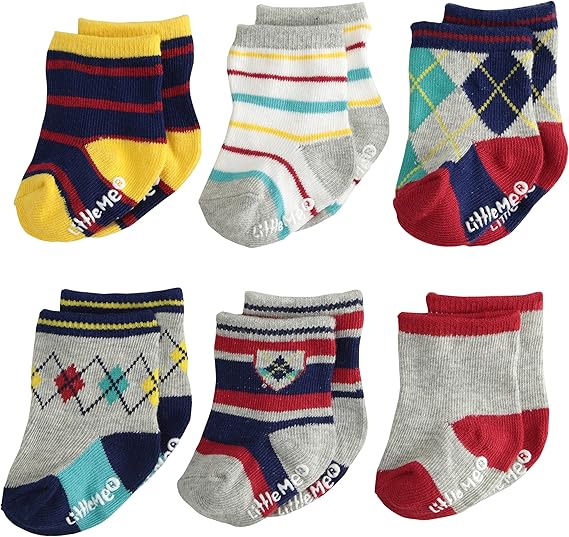 Little Me BabyBoys Newborn 6 Pack Socks Preppy Argyle