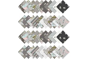 Soimoi Florals Print Precut 5-inch Cotton Fabric Quilting Squares Charm Pack DIY Patchwork Sewing Craft-Light FR Gray