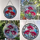 Thorness 6-Inch Poppy Stained Glass Suncatcher - Elegant Window Decor view 7