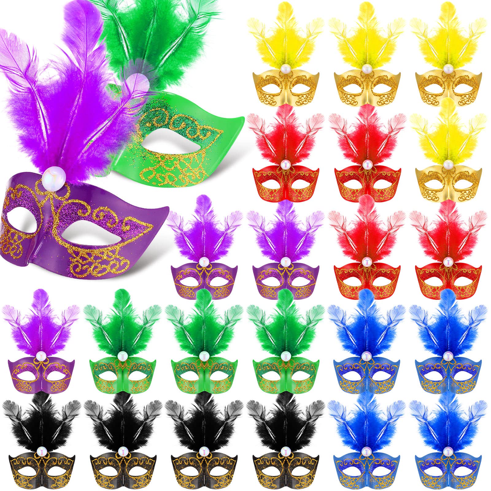 24 Pcs Mini Masks Masquerade Small Masquerade Mask Cake Toppers ...