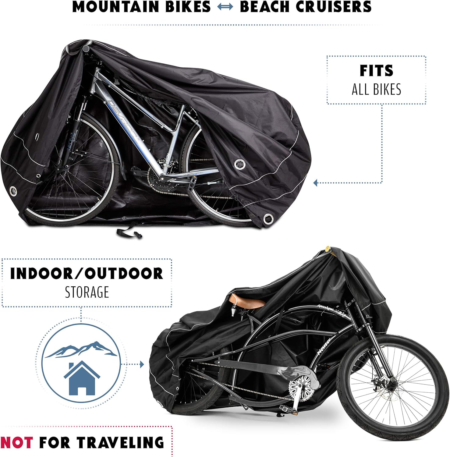 Bike Cover - Waterproof Outdoor Bicycle Storage For 1, 2 or 3 Bikes - Heavy Duty Ripstop Material - 2 Styles: Stationary and Transportation - Offers Constant Protection All Through The 4 Seasons : Sports & Outdoors