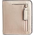Gostwo Small Wallet for Women, Slim Bifold Credit Card Holder, Compact RFID Blocking Cash Wallet, Billfolds Thin Leather Zipper Pocket, Mini Wallet Gift for Ladies Teen Girls Travel with ID Window