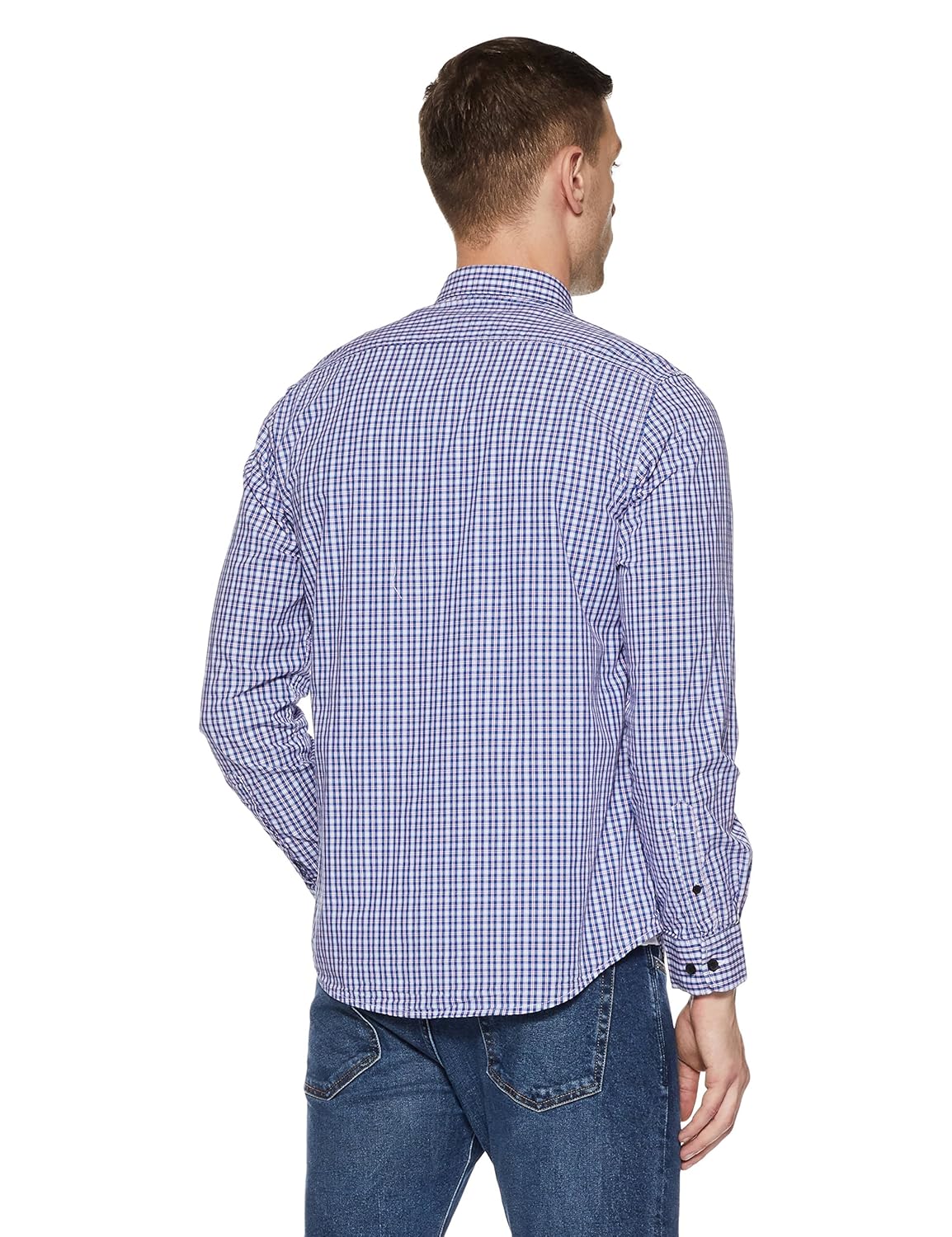 peter england men's checkered slim fit casual shirt