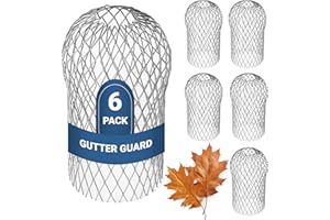 KRAFTEX Gutter Guard (6 Pack) Leaf Filter Gutter Strainer & Downspout Guard - Better Than Roof Gutter Screen - Mesh Leaf Guards With Up To 4in Diameter - Gutter Drain Cover & Gutter Down Spout Rain Protector
