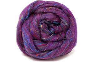 LIVING DREAMS YARN Merino & Sari Silk Fiber Blend for Spinning & Felting. Super Soft Combed Top. Ahimsa