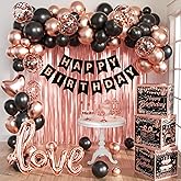 Rose Gold Birthday Party Decorations Kit for Women,4pcs birthday Decorations for Women Girls black and pink Balloon Boxes Birthday Party Favors