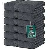 Utopia Towels 6 Medium Bath Towels, 24 by 48 Inches, 100% Cotton Towels for Pool, Spa, Gym, Quick Drying and Absorbent, Grey