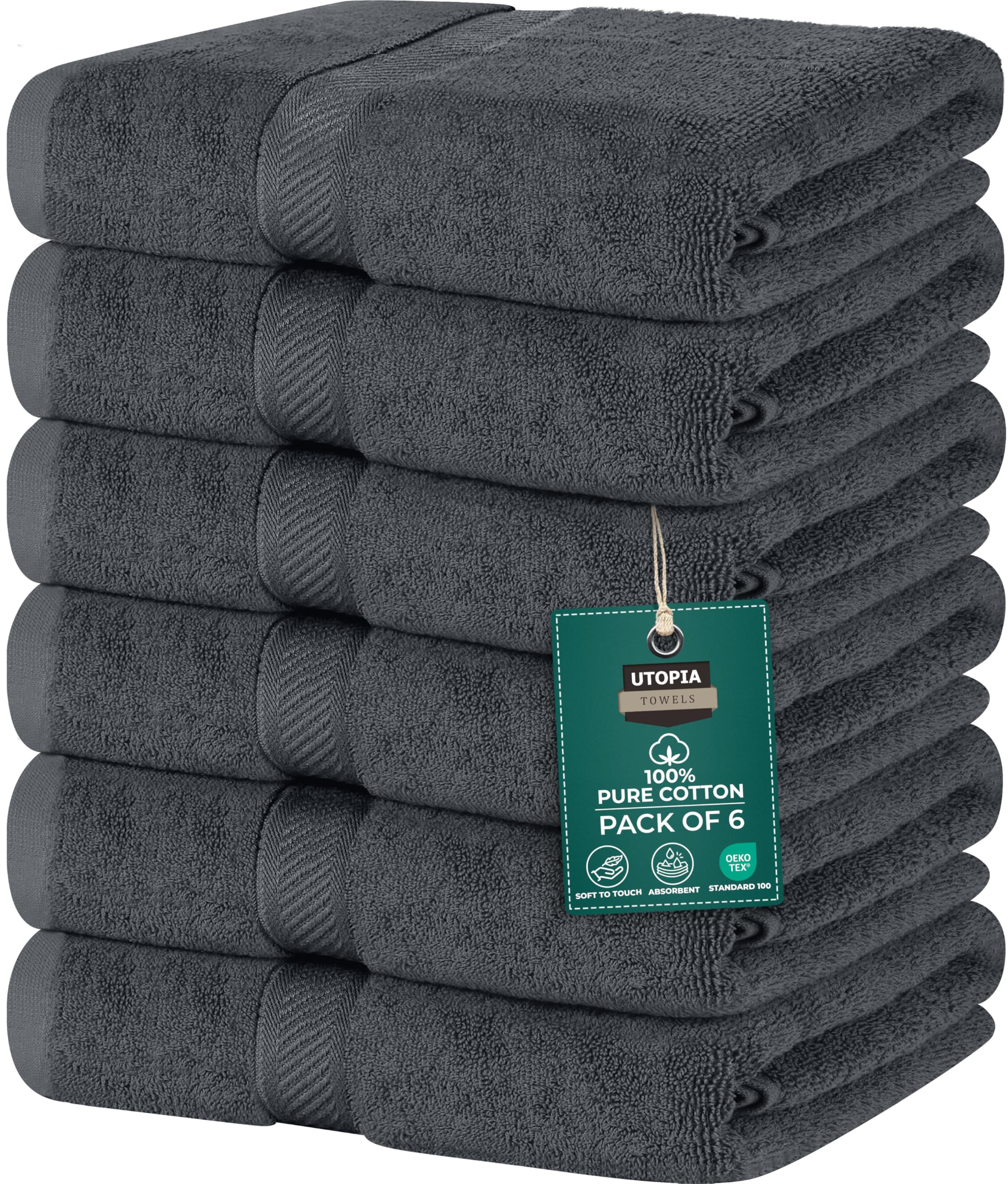 Photo 1 of *** 4 PCS *** Utopia Towels 6 Pack Medium Bath Towel Set, 24 by 48 Inches, 500 GSM 100% Ring Spun Cotton, Lightweight and Highly Absorbent Quick Drying Premium Towels for Hotel, Spa and Bathroom, Grey