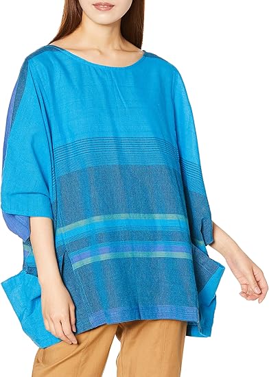 Amazon チャイハネ チャイハネ ネパールコットン マルチボーダートップス ユニセックス Nww 4554 ブルー 日本 着丈100cm シャツ ブラウス 通販