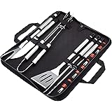 Amazon Basics 11-Piece Stainless Steel Barbeque Grilling Tool Set with Carry Bag
