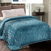 Whale Flotilla Flannel Fleece King Size Blanket for Bed, Soft Fluffy Velvet Bedspread Coverlet with Decorative Vintage Pattern for All Season, Warm and Lightweight, 90x104 Inch, Teal