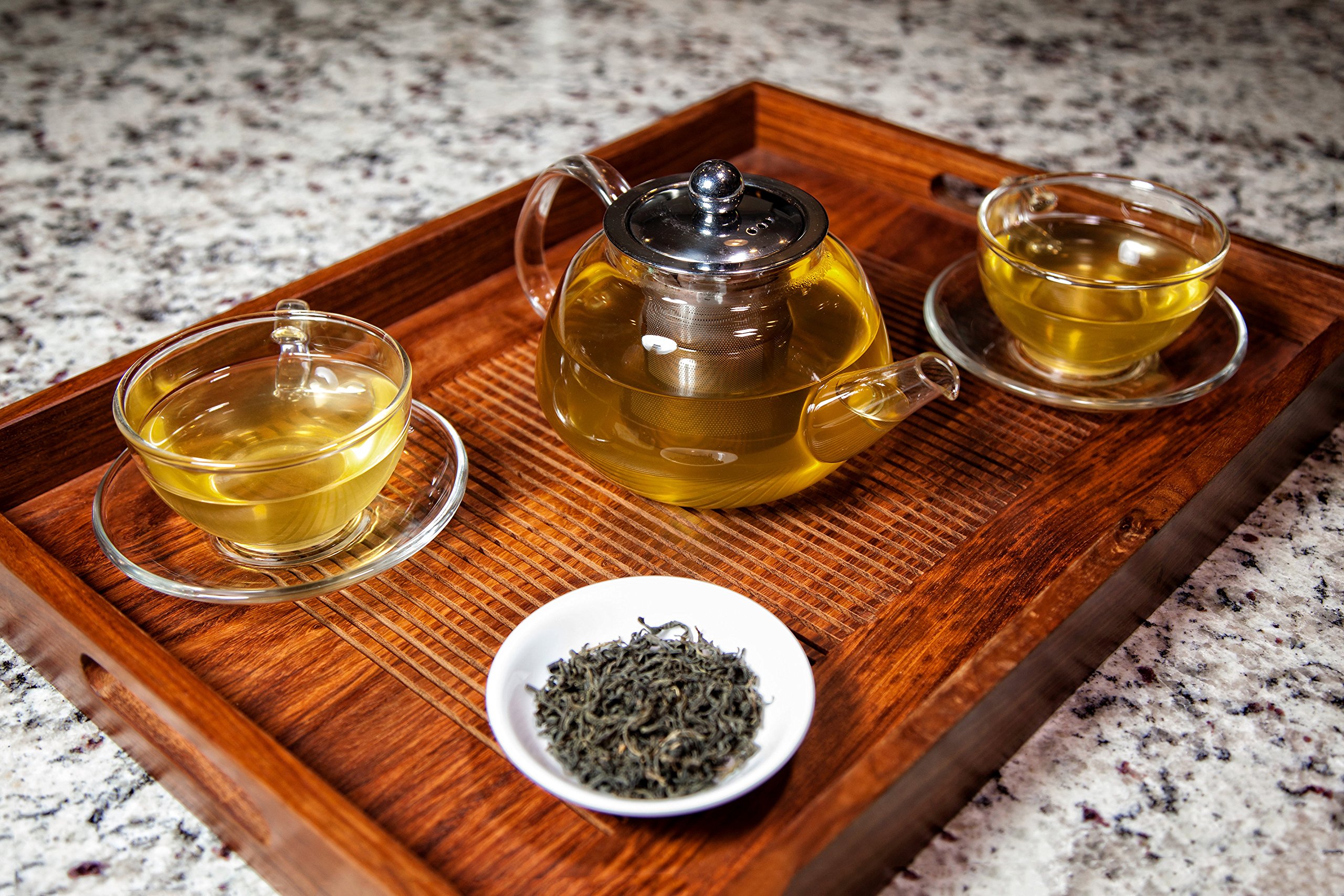 Premium Glass Teapot with Removable Stainless Steel Infuser that holds 34 oz (1000 ml) - Perfect for Making Loose Leaf, Bagged, or Blooming Tea - Made from Clear Heat Resistant Borosilicate Glass