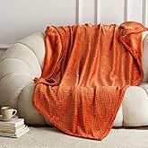 Simple&Opulence Burnt Orange Throw Blanket for Couch-Super Soft Fluffy Blankets for Women 50x60 Inches Cozy Lightweight Flannel Fleece Blanket for Home Decor(Brick)
