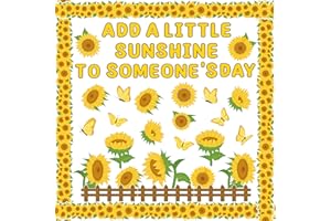 CPicdn 118Pcs Summer Sunflower Cutouts Set Flower Butterfly Bulletin Board Decoration Set Sunflower Name Tags Creative Flowers Wall Decals Summer Decoration for Window Door Home School Classroom Decor