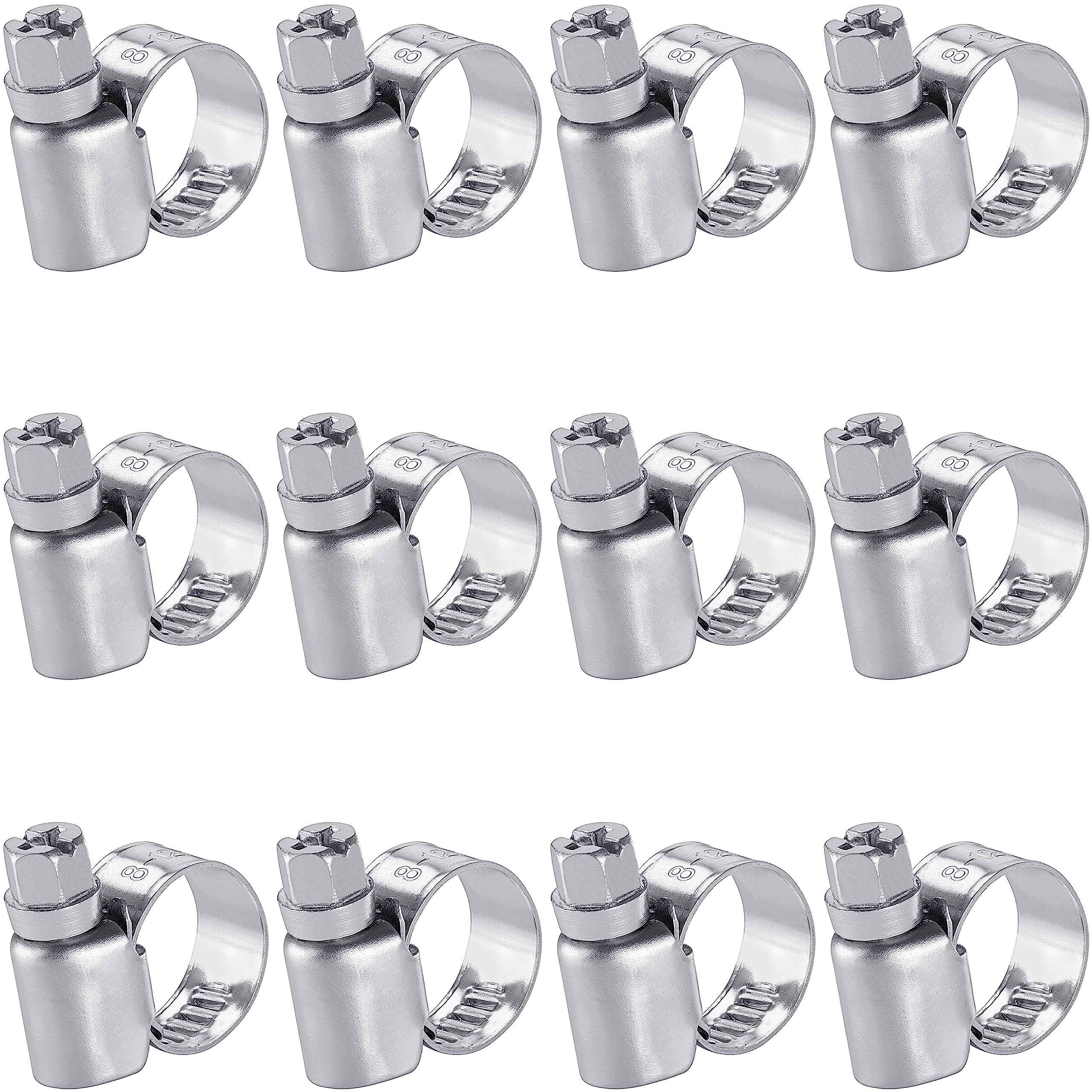 Poppstar Stainless Steel Hose Clamps 8-12 mm with Width 9 mm (12 Pieces)