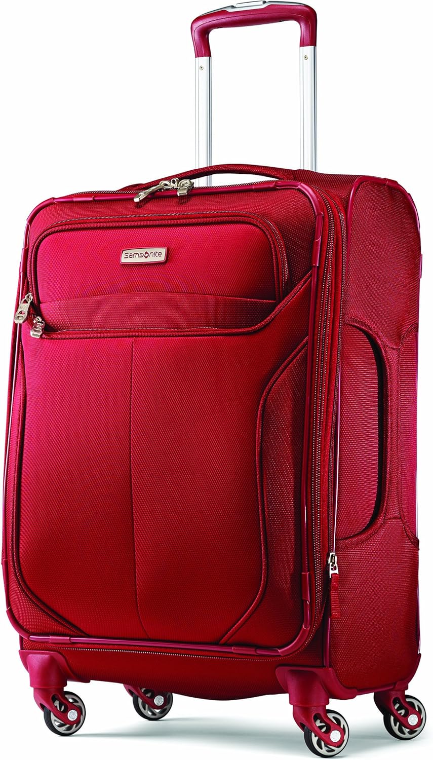 red samsonite suitcase