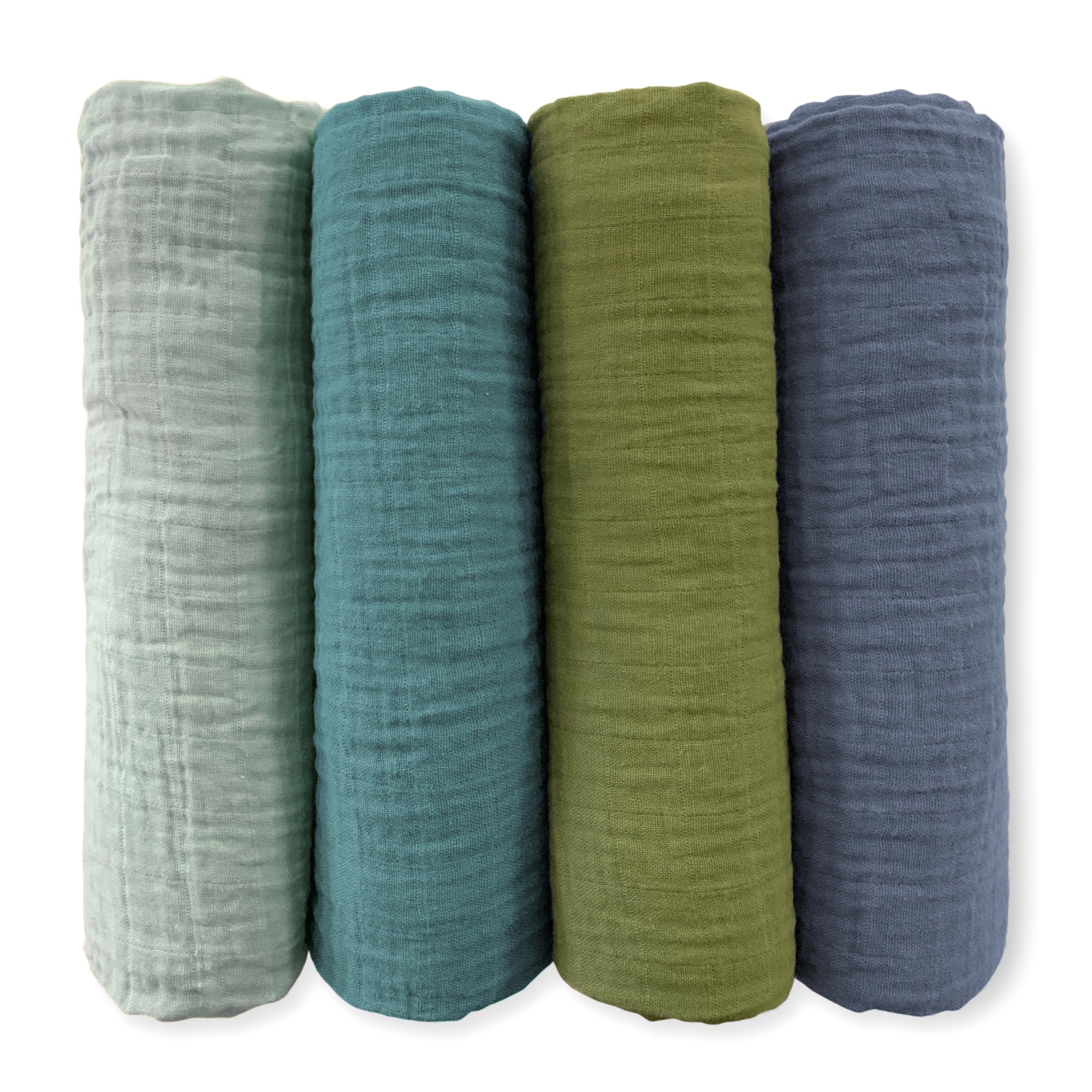 Photo 1 of SwaddleDesigns Cotton Muslin Swaddle Blankets for Baby Boy & Baby Girl, Set of 4, Neutral Receiving Blankets for Newborn, Baby Registry & Gift, 46x46 inches, Cascadia