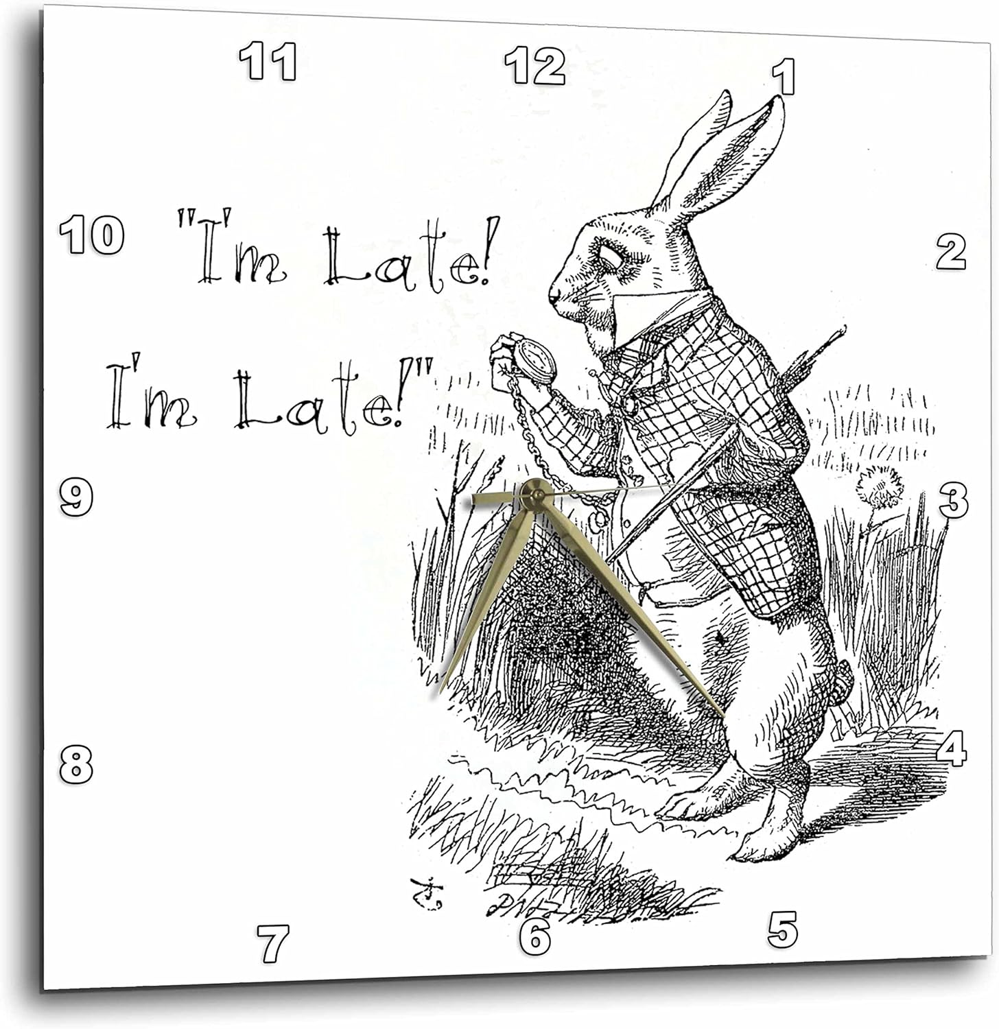 Amazon Co Jp 3drose 不思議の国のアリス 白ウサギ I M Late John テニエル イラスト 壁時計 15 X 15インチ ホーム キッチン