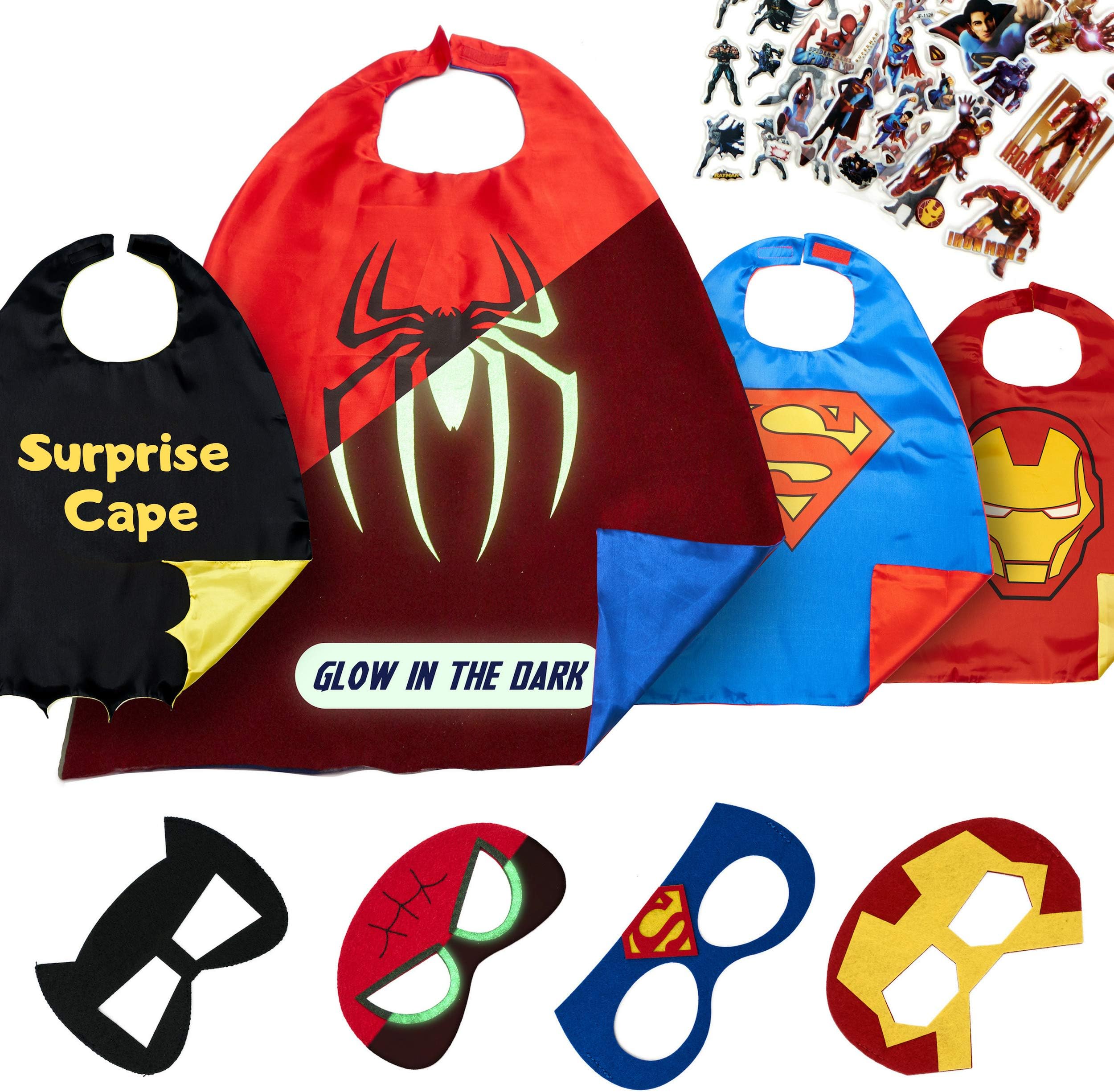 Superhero Capes for Kids Toys - Dress Up Clothes for Boys and Girls - Super Hero Party Supplies Birthday (4 Pack Boys SP)