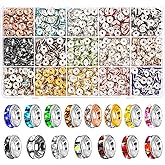 900 Pieces Rondelle Spacer Beads for Jewelry Making, 8mm Rhinestone Spacer Beads Crystal Bead Spacers for Bracelets, Focal Beads for Pen, 15 Colors