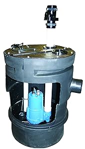 Barnes PitPro 25 by 24 inch Packaged Sewage Pump System – 1/2-HP, 4,300 GPH, For Residential & Commercial Use, Simplex Model 126920