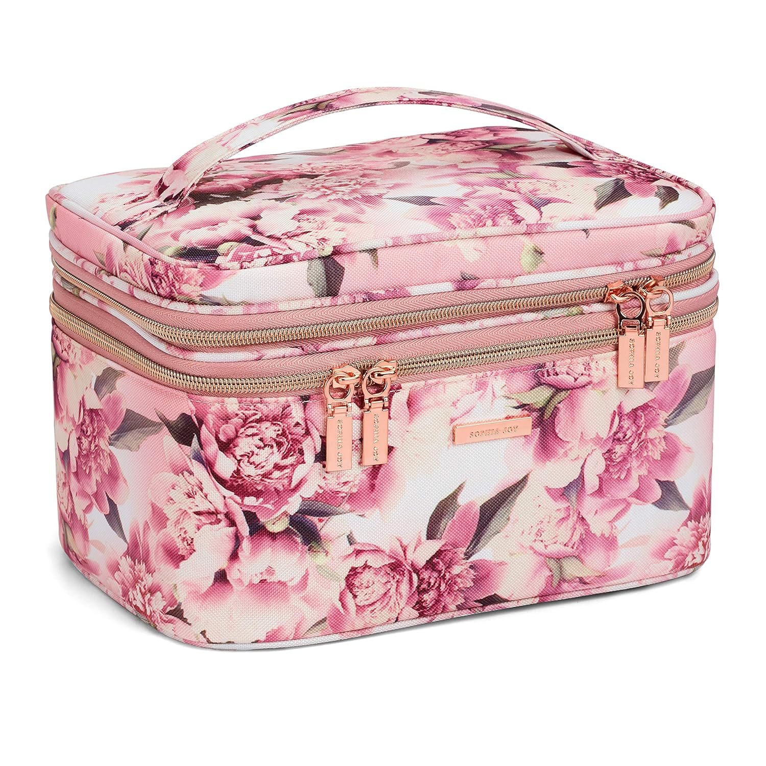 Allegro Sophia Joy Double Zip Train Case Makeup Organizer, Floral Print (A013112GUMX): Beauty