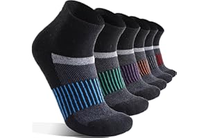 ANLISIM 6 Pairs Merino Wool Ankle Running Hiking Socks Compression Support Breathable Thick Cushion No Show Socks for Women Men