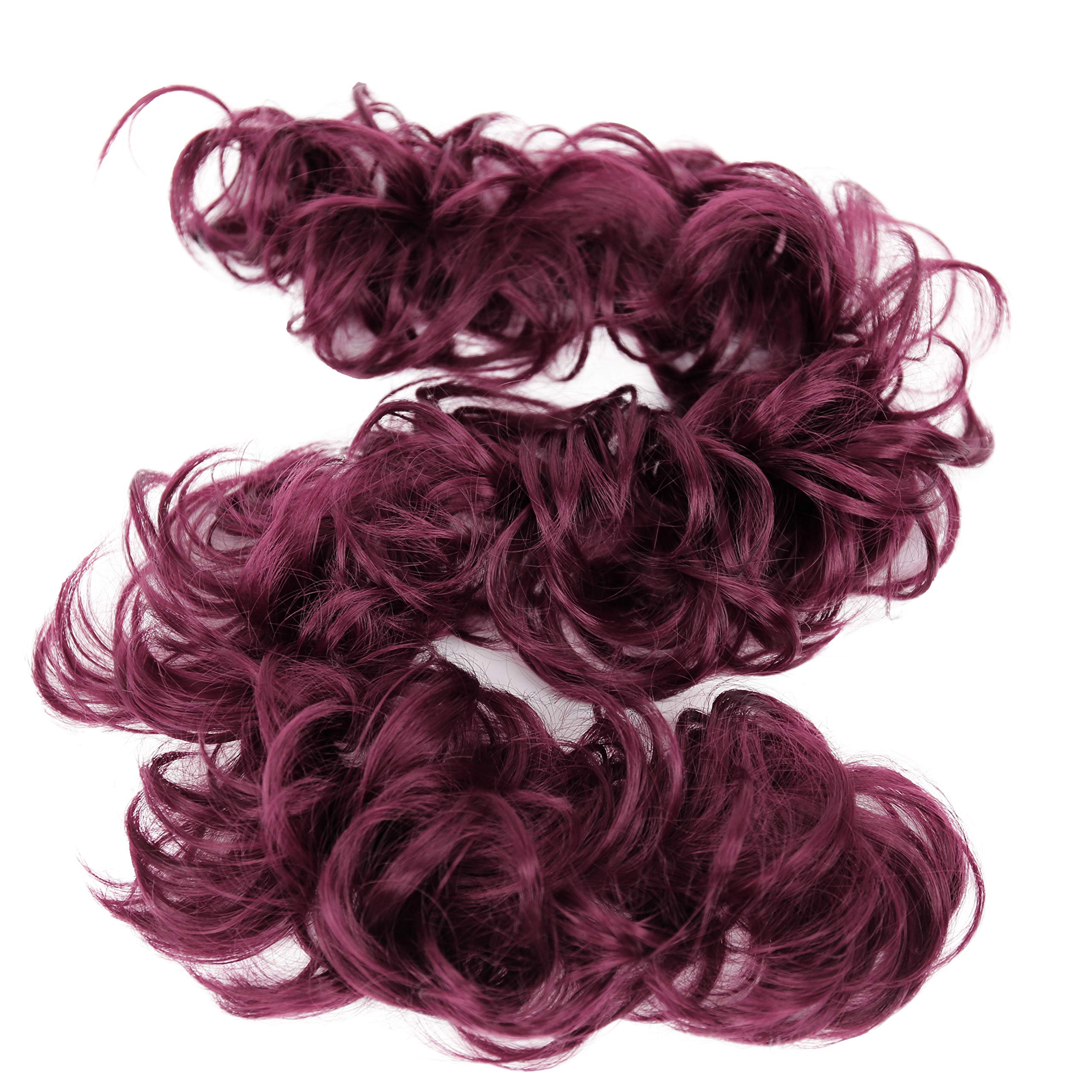CAISHA XXL Hairpiece Scrunchy Updo Bridal Hairstyle Voluminous Curly Messy Bun Wine Red HW19