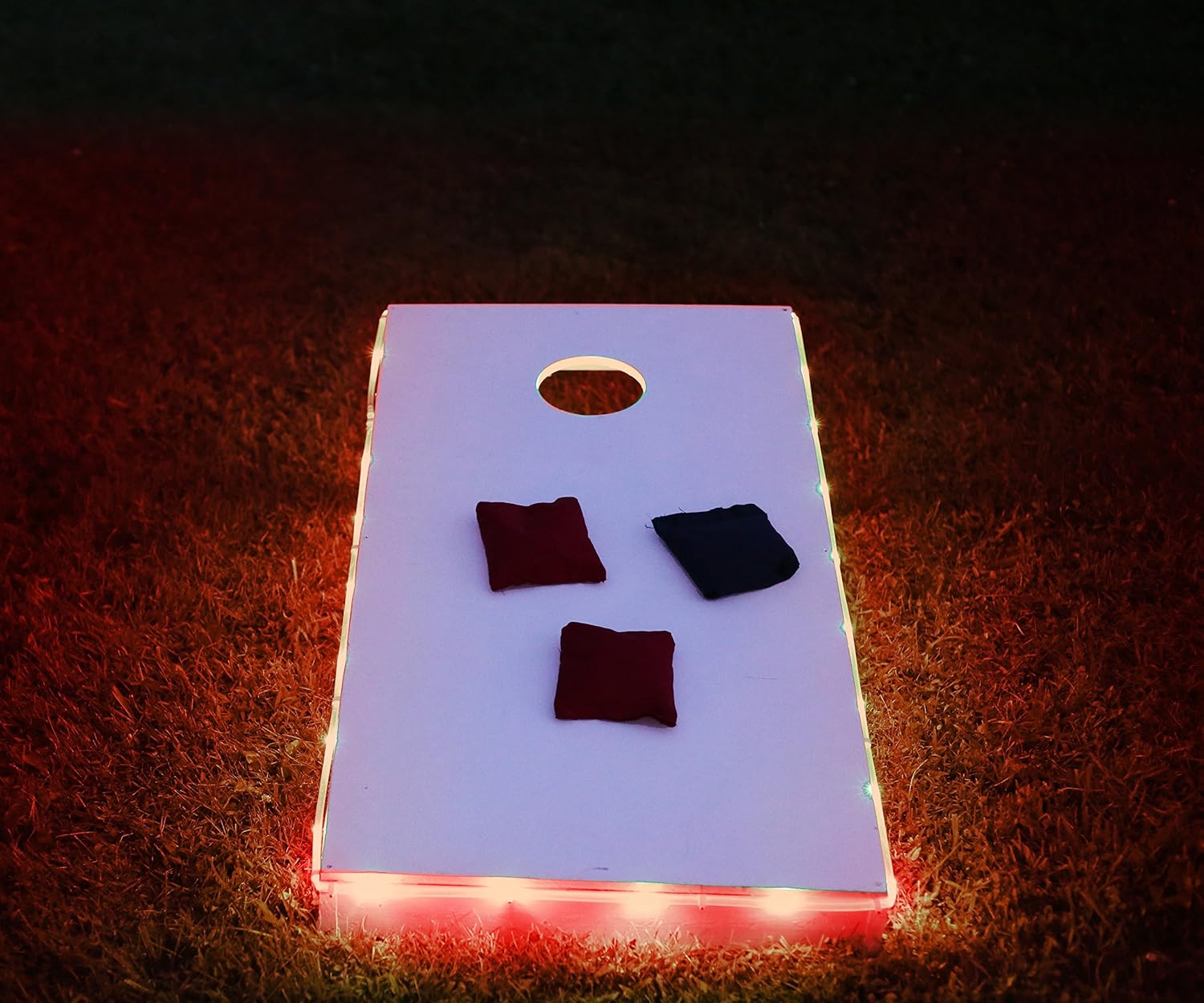 LED Cornhole Board Lights Red Accessory Outdoor Battery Powered Game