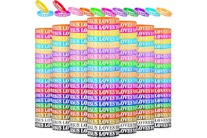 Jerify 200 Pcs Jesus Loves You Silicone Bracelet Christian Wristbands Bulk Bible Verse Rubber Bracelet Religious Colorful Bands for Party Favors Gifts Prizes(Intaglio Printing)