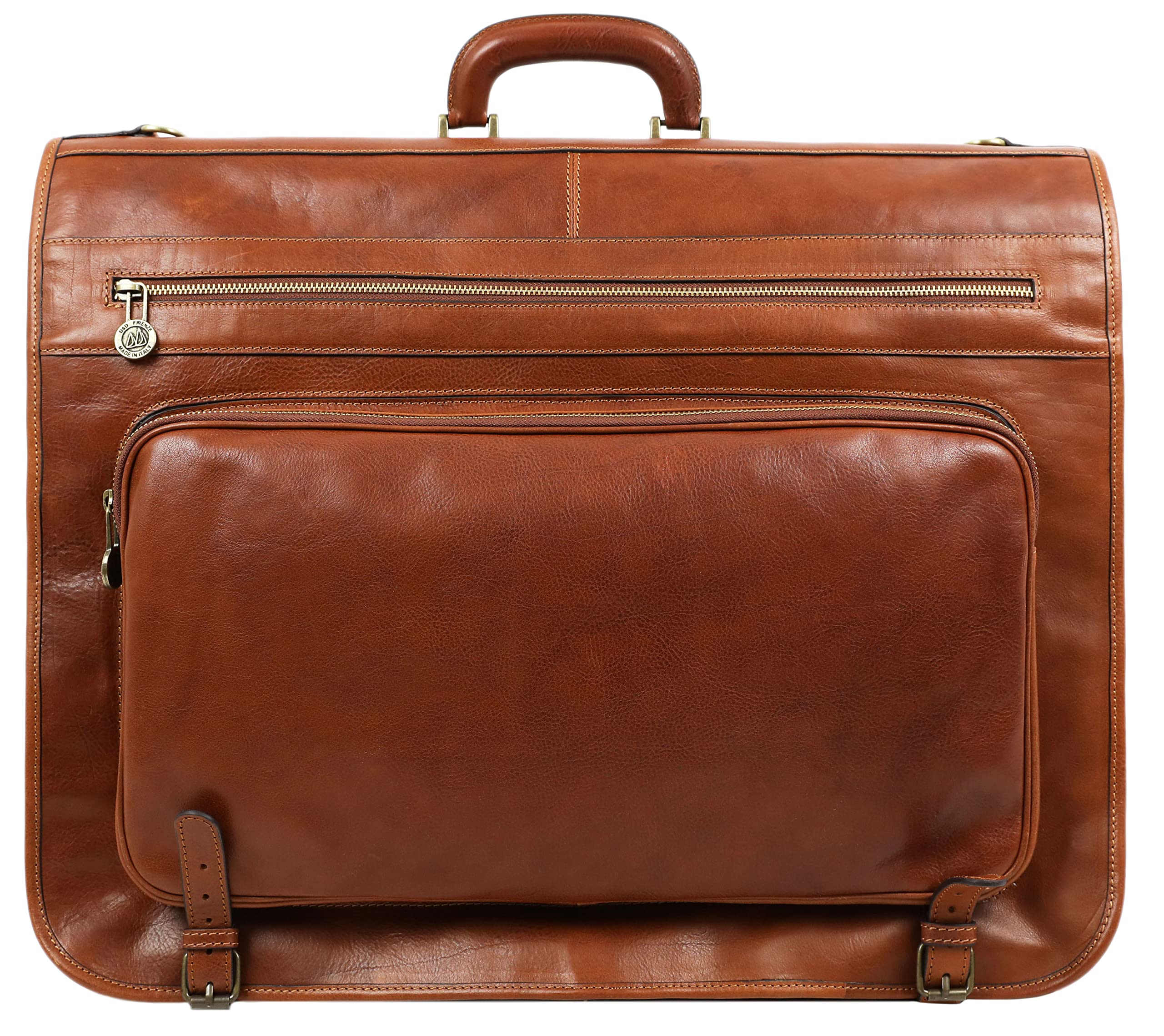 Leather Garment Bag Suit Duffel Slim Carry-on Suitcase Dress Protection Bag Brown – Time Resistance