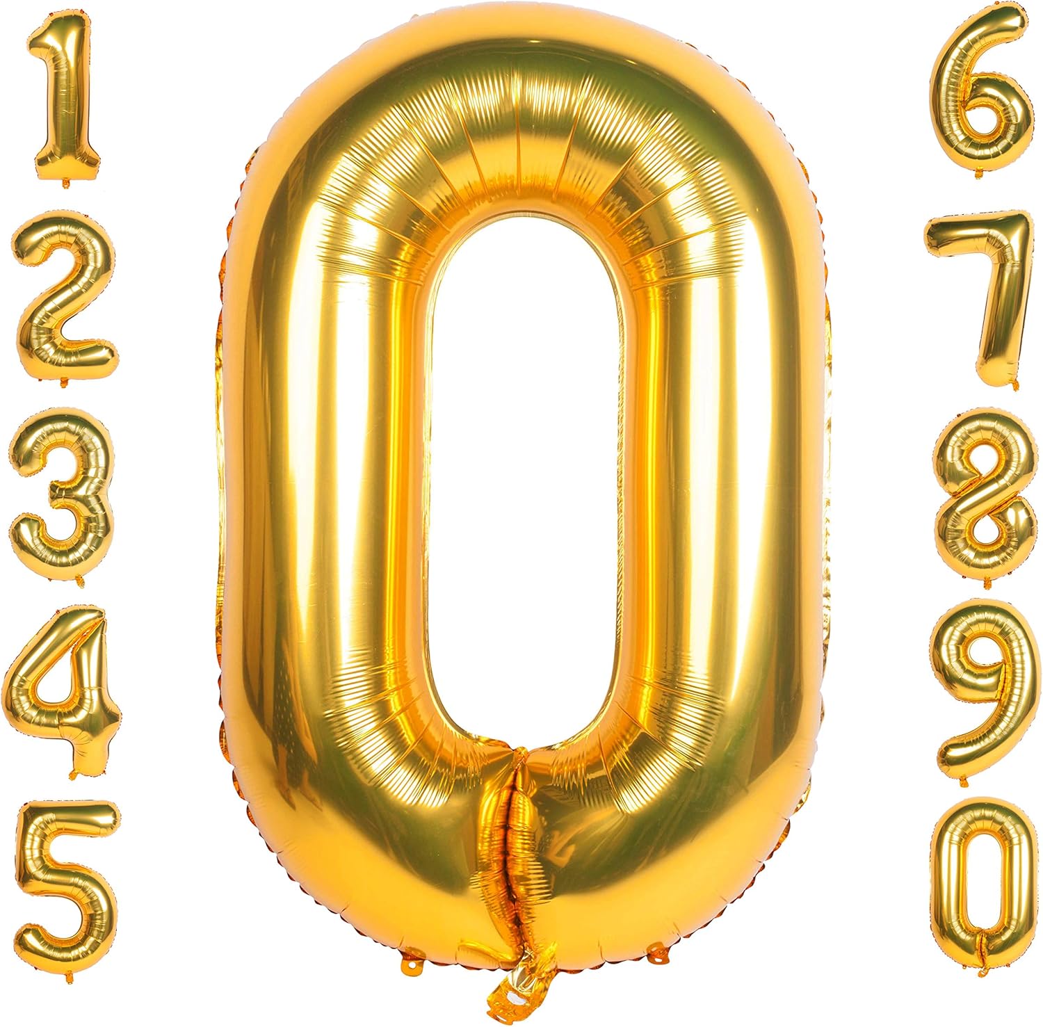 Gold 0 balloons 40 Inch Giant Helium Foil Number 0 to 9 Gold Balloon Birthday Wedding Party Digital Decorations (Number 0)