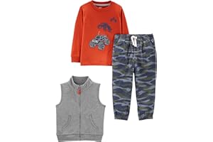 Simple Joys by Carter's boys 3-piece Fleece Vest, Long-sleeve Shirt, and Woven Pant Playwear Set