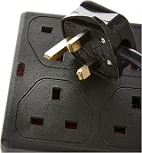 PRO ELEC 14008 1 Meter 8 Gang Extension Lead Power Cable Black New view 2