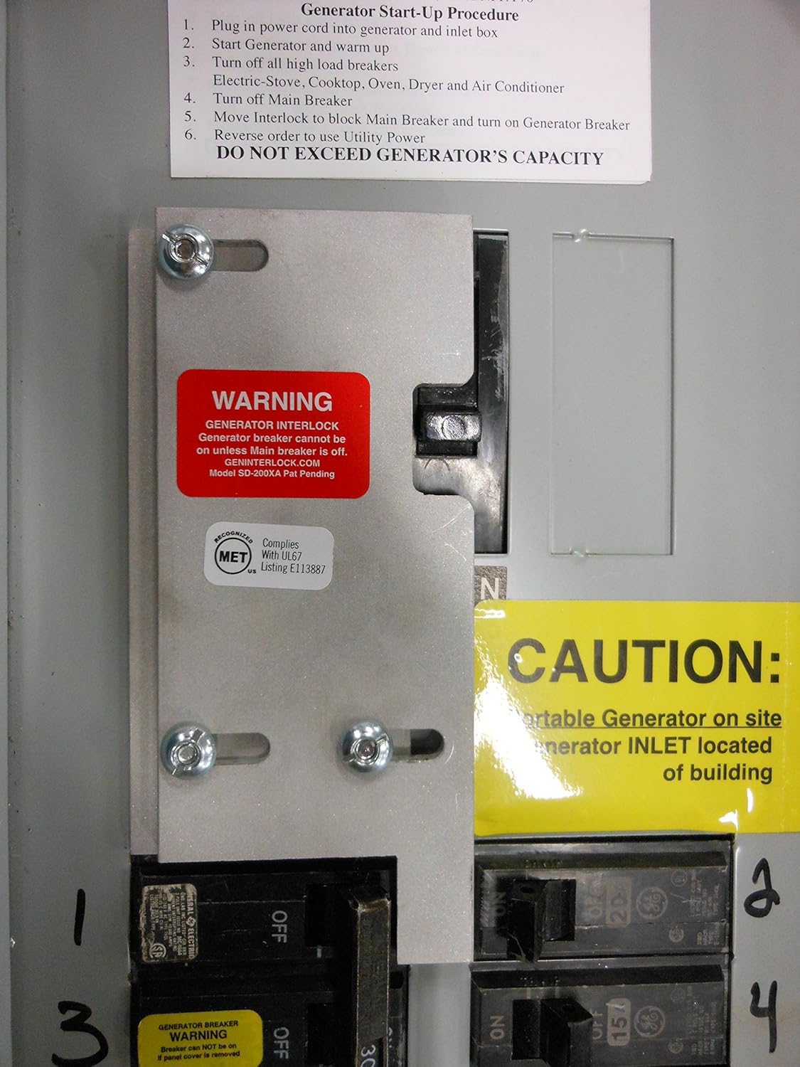 GE-200VA GE General Electric Generator Interlock Kit for Vertical Main 150  or 200 amp breaker - - Amazon.com