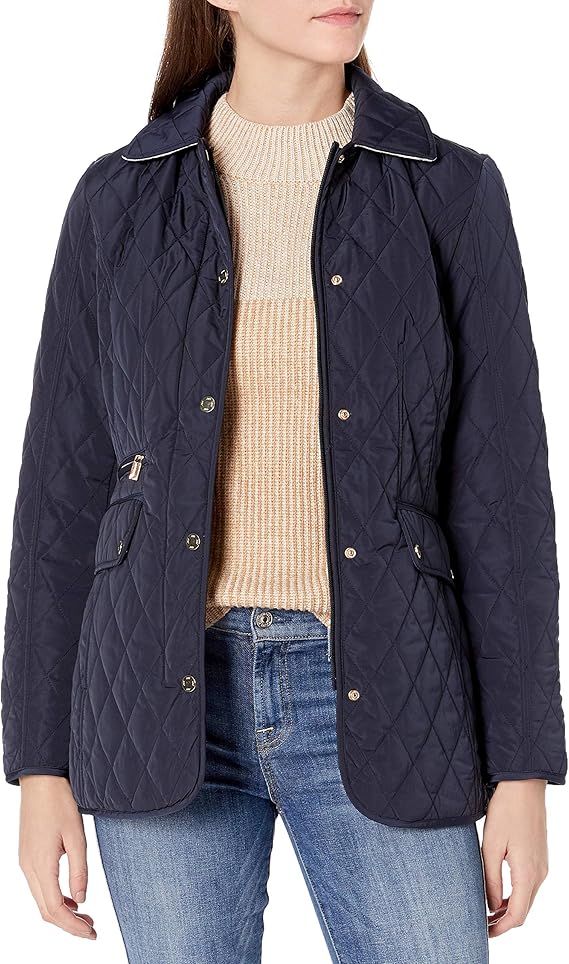 jones new york hooded quilted puffer coat