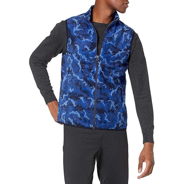 Amazon Essentials Men's Full-Zip Polar Fleece Vest, Blue