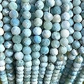 ABCGEMS Barahona Larimar Beads from Dominican Republic (World's Only Mine - Natural Caribbean Blue) Loose Beads for Jewelry Making - Diamond-Cut Faceted Round 8mm