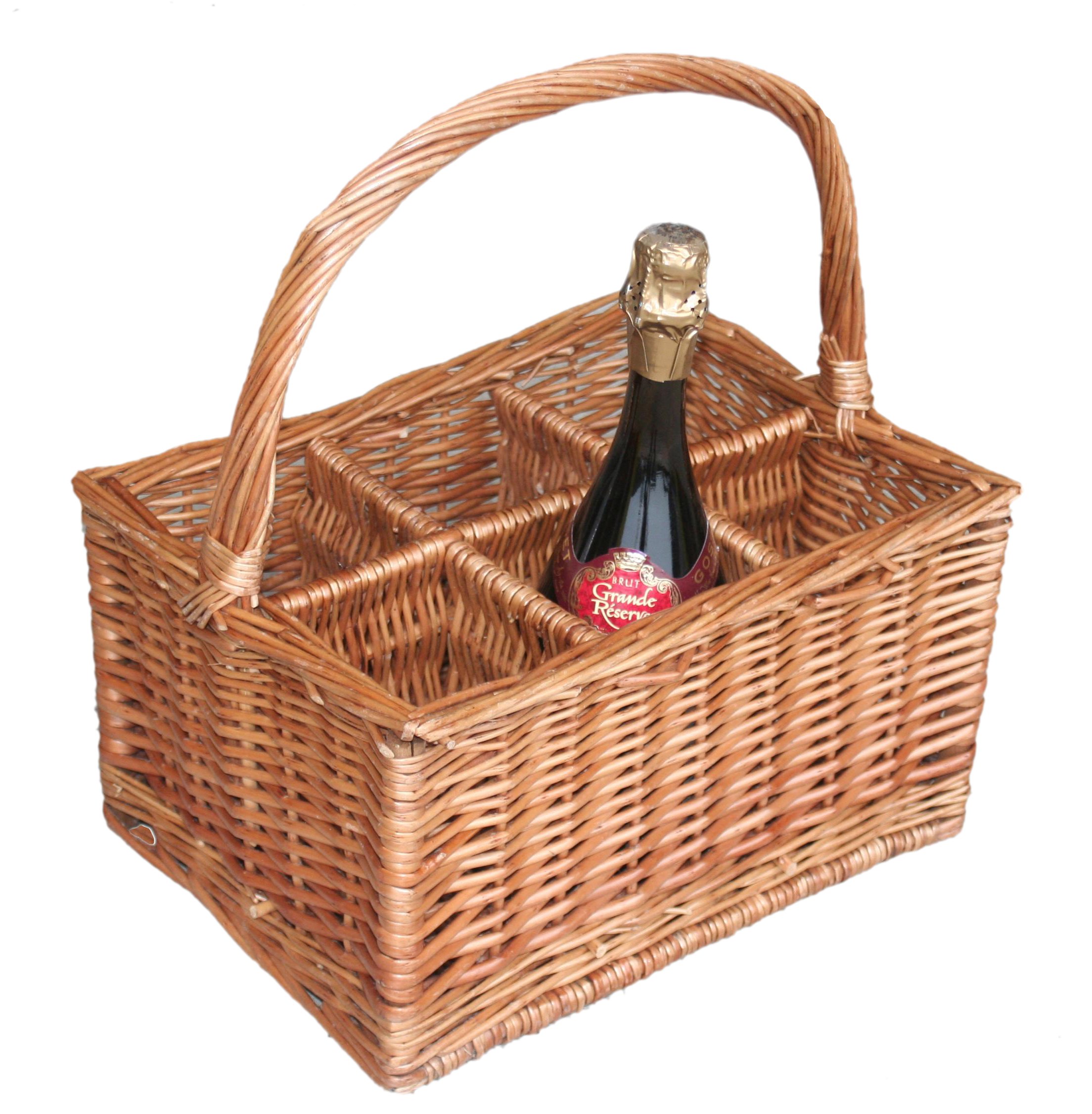 Red Hamper Double Steamed 6 Bottle Carrier Drinks Basket