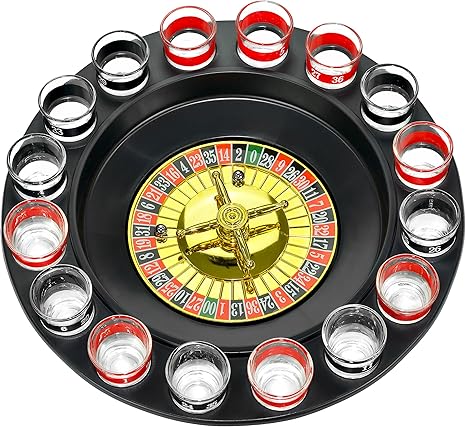 Amazon Com Fairly Odd Novelties Shot Glass Roulette Complete Set Drinking Game 16pcs Red Black Home Kitchen