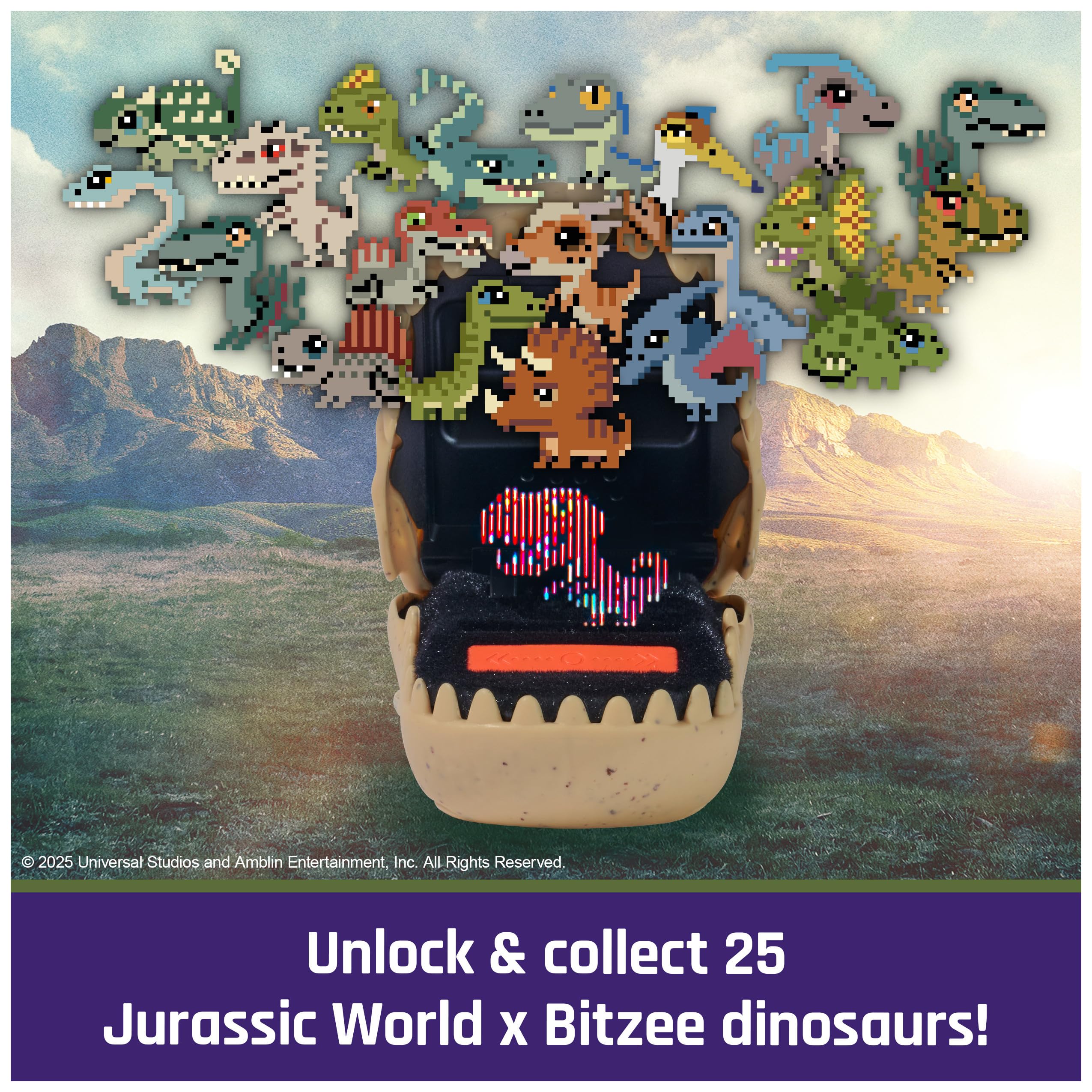 Bitzee, Jurassic World Interactive Dinosaur Toy with 25 Dinosaurs Inside, Reacts to Touch, Pods Connect & Interact, Digital Pet Gifts & Stocking Stuffers for Kids