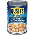 BUSH'S BEST 16 oz Canned Large Butter Beans, Source of Plant Based Protein and Fiber, Low Fat, Gluten Free, (Pack of 12)
