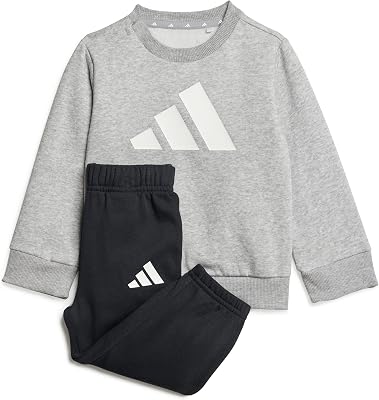 Unisex - Bimbi 0-24 Big Logo Essentials Jogger Track Suit, medium grey heather/white, 6-9 Months