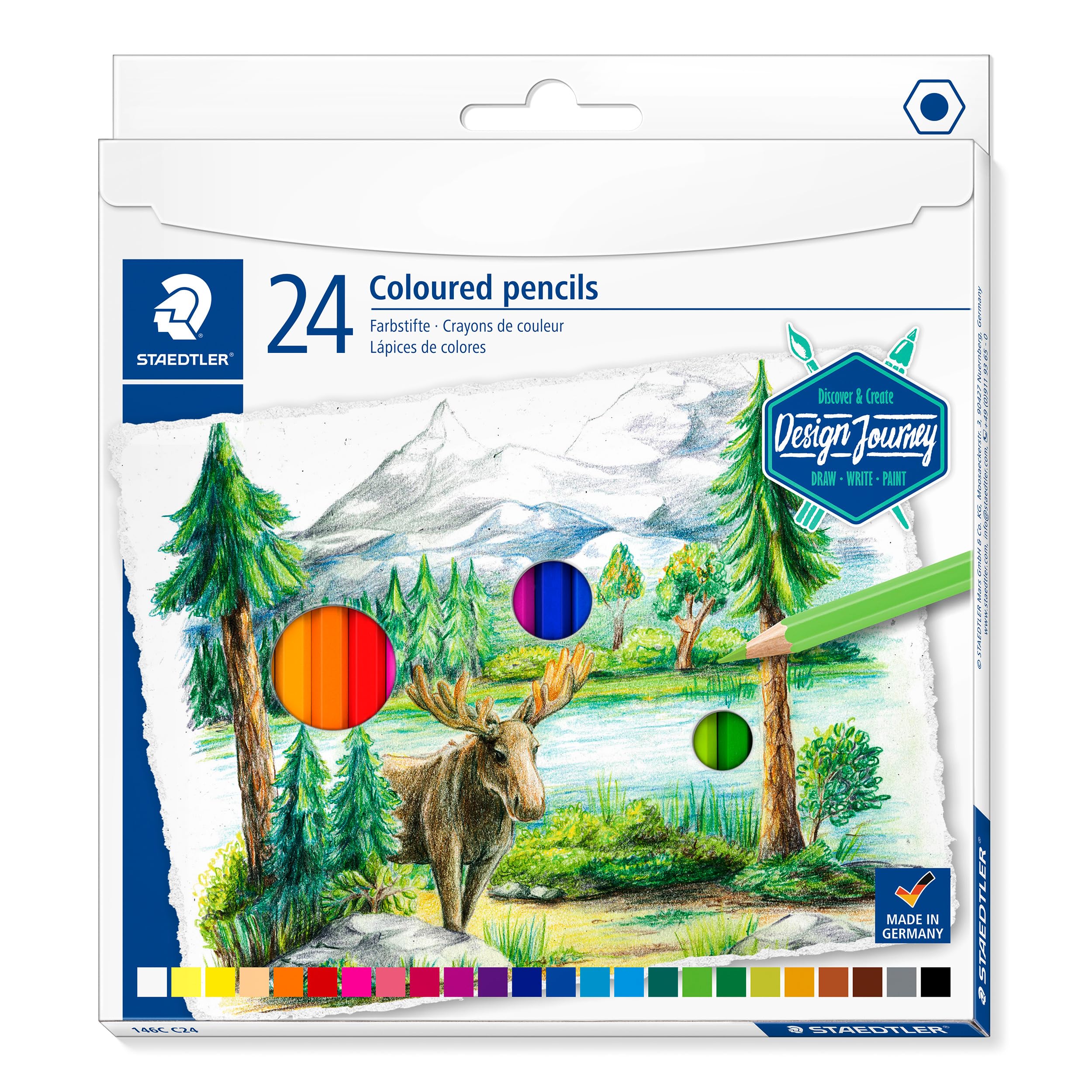 Staedtler Design Journey 146C Box of 24 Assorted Coloured Pencils