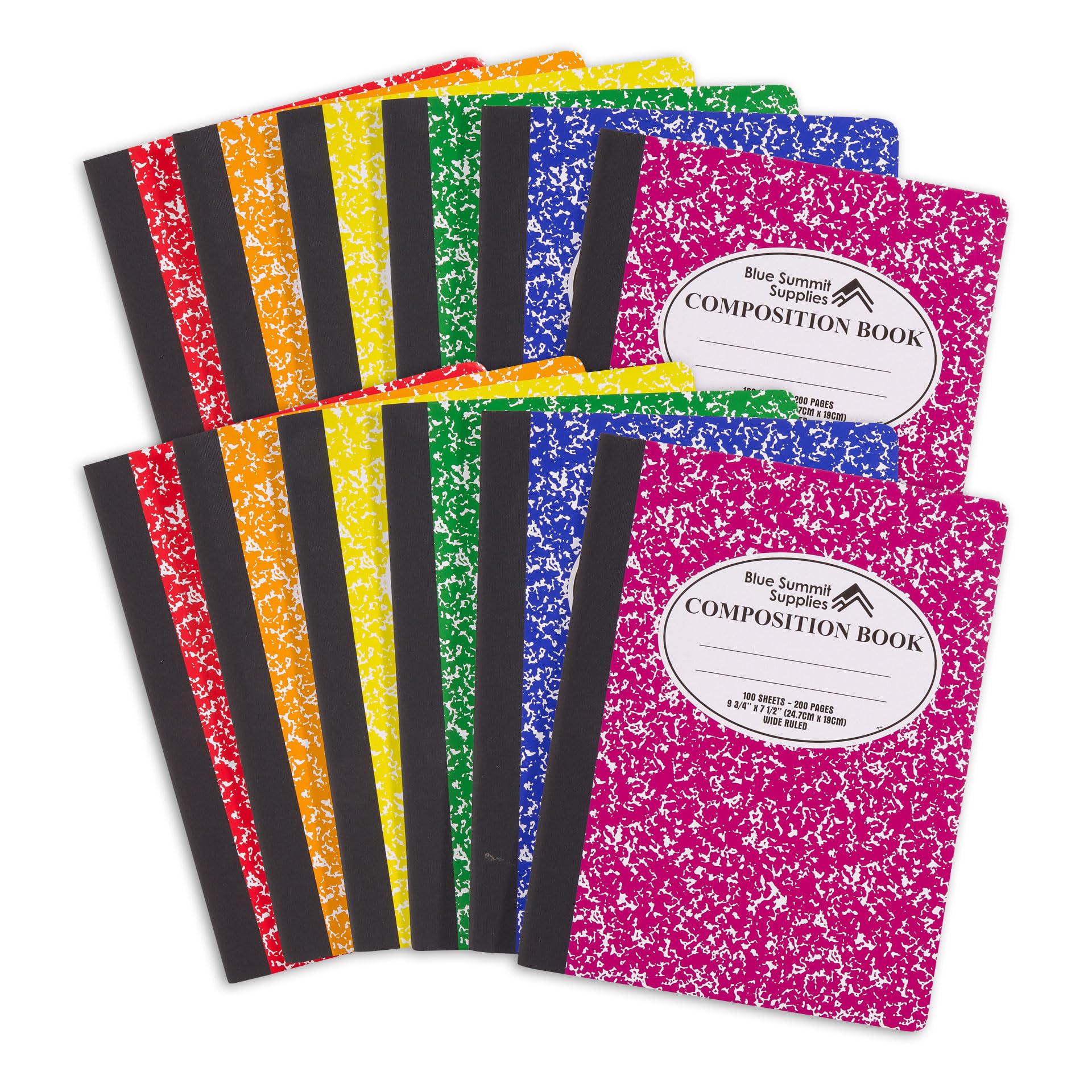 Photo 1 of Blue Summit Composition Notebook Wide Ruled, Assorted Color Wide Ruled Composition Notebook, Marble, 100 Sheets per Book, Bulk 12 Pack