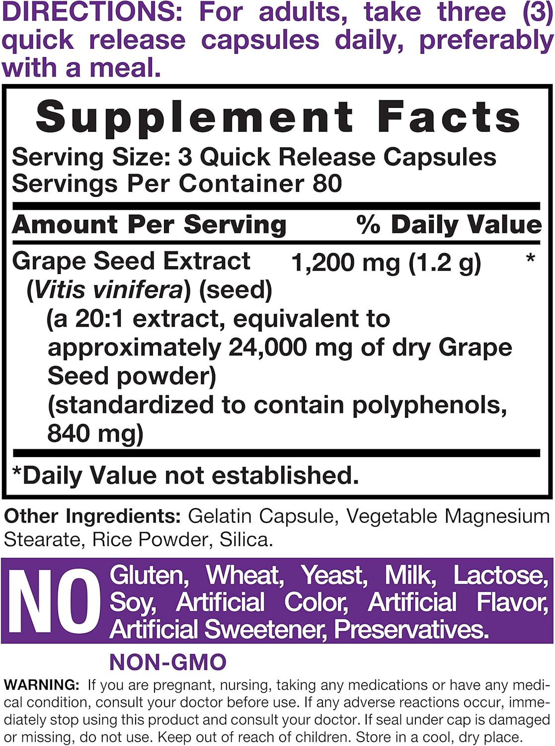 Carlyle Grape Seed Extract 24,000 mg Equivalent 240 Capsules – Maximum Strength Standardized Extract | Non-GMO, Gluten Free: Health & Personal Care