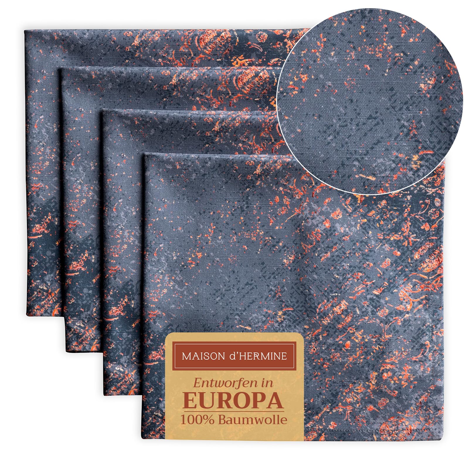 Maison d' Hermine Cloth Napkins Set of 4 100% Cotton for Christmas Decorations Everyday Reusable Square Autumn Napkins Cloth Washable Dinner Party Wedding (Imperfection, 45 CM x 45 CM)