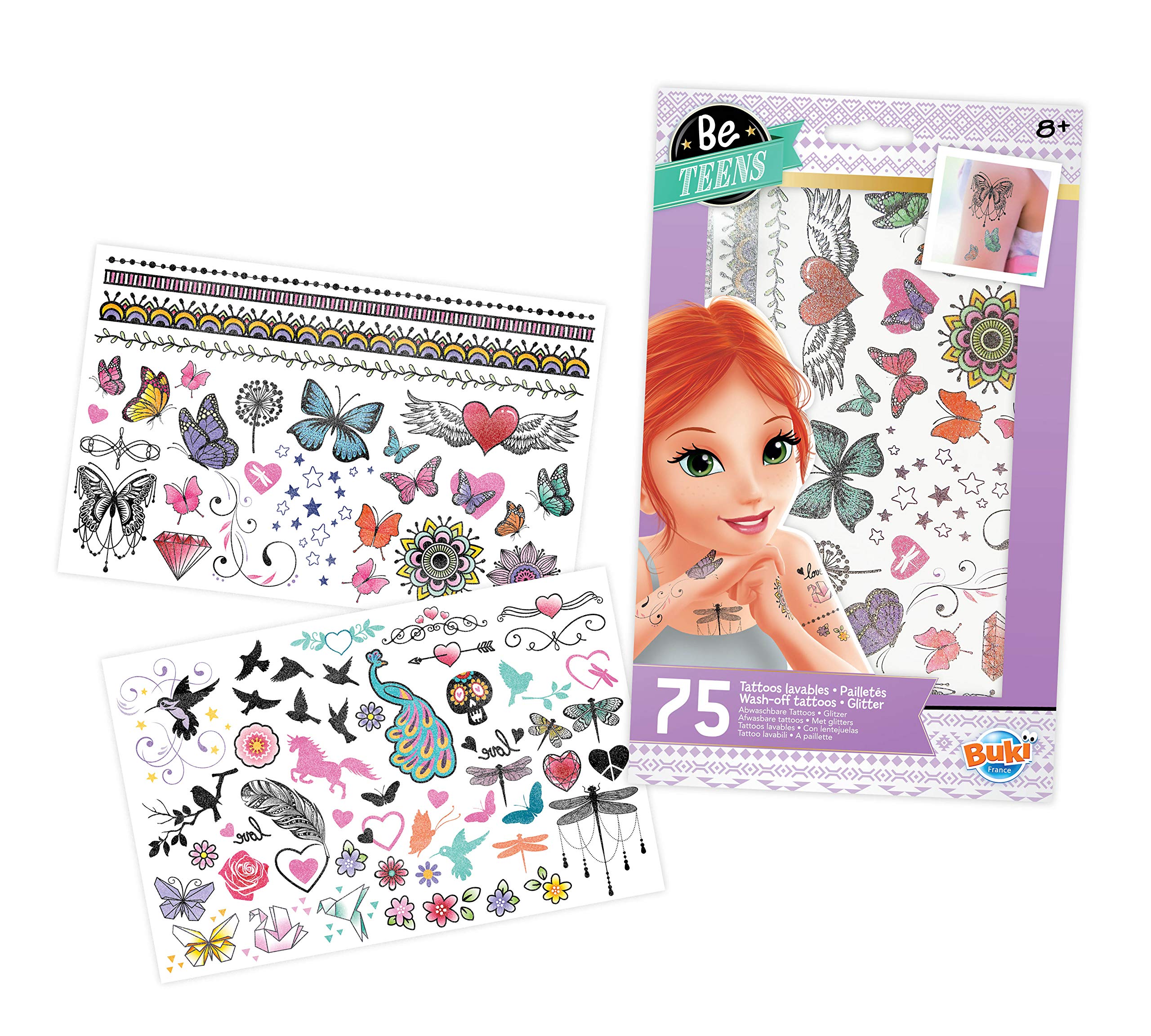 BUKI France TA004 75 Washable Tattoos-Glitter